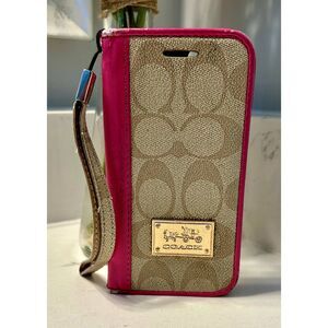 Coach Fuchsia and Beige Signature Phone Case authentic ip 12